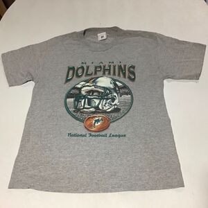 Vintage Miami Dolphins NFL Short Sleeve T-shirt Gray NO Size Tag See Pictures